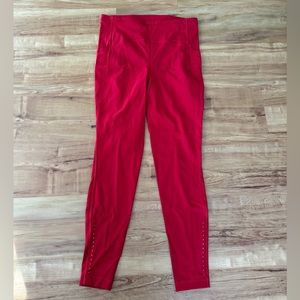 Lululemon Leggings Red Size 10 28” inseam Reflective with Pockets